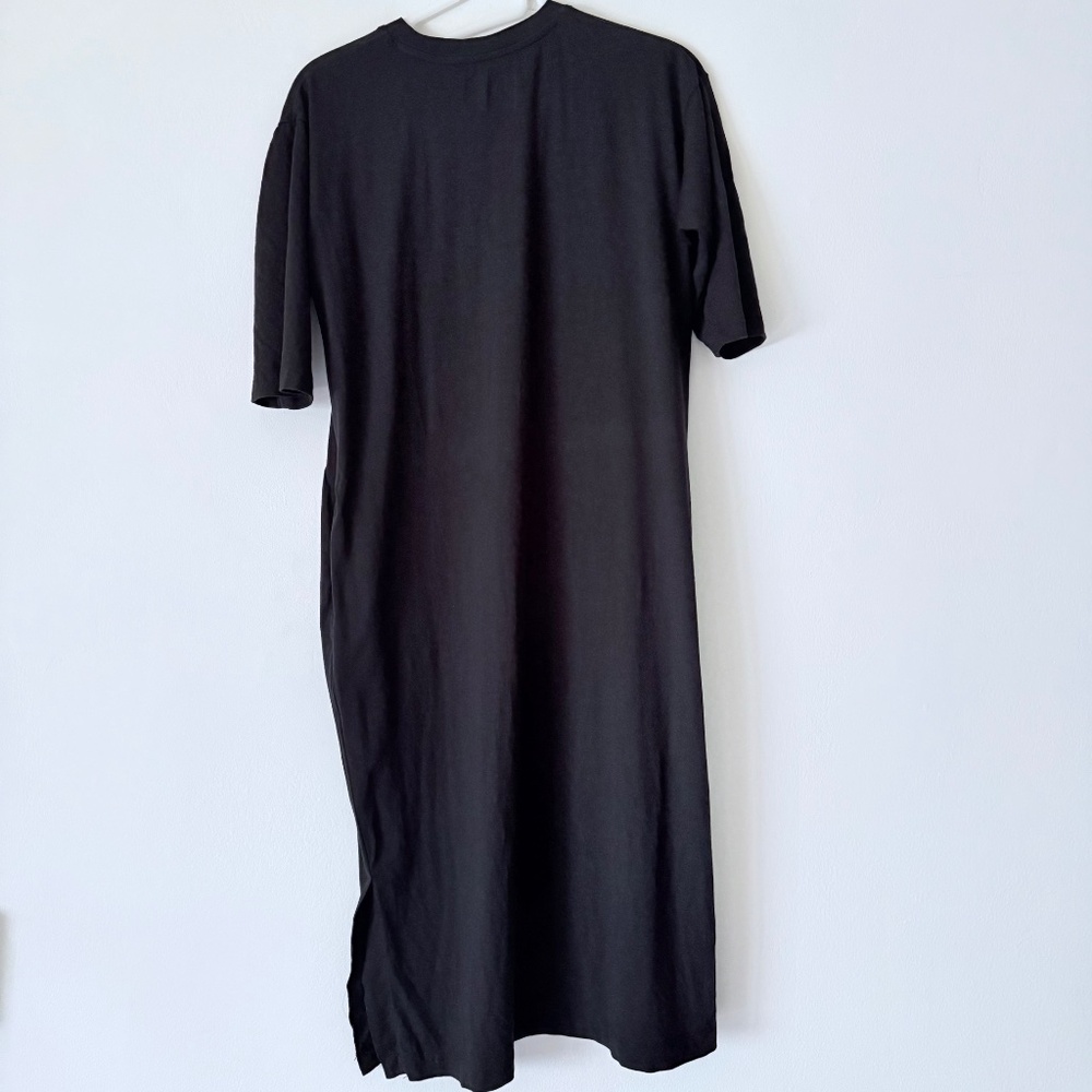 Muji XS-S Black 1/2 Sleeve Midi T-Shirt Dress - Picture 7 of 9